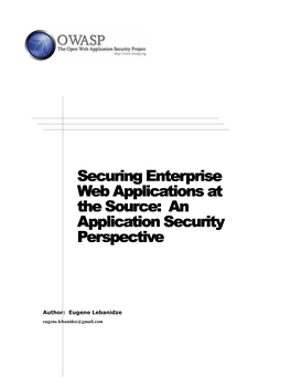 Securing Enterprise Web Applications at the Source: an Application Security Perspective