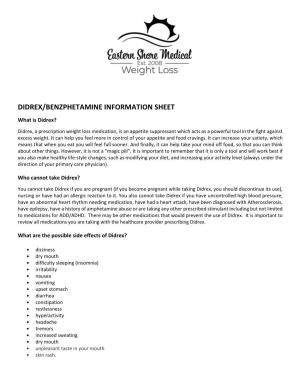 Didrex/Benzphetamine Information Sheet