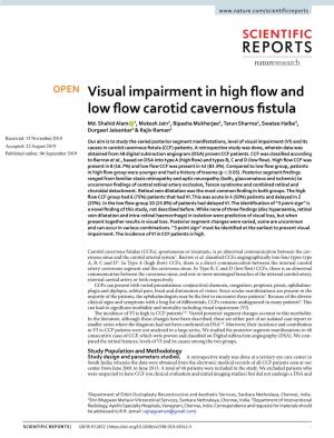Visual Impairment in High Flow and Low Flow Carotid Cavernous Fistula