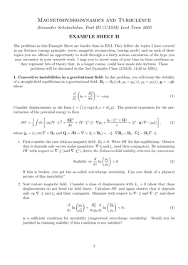 Magnetohydrodynamics and Turbulence Alexander Schekochihin, Part III (CASM) Lent Term 2005 EXAMPLE SHEET II