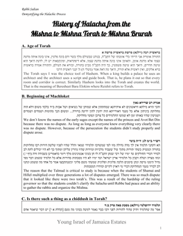 History of Halacha from the Mishna to Mishna Torah to Mishna Brurah