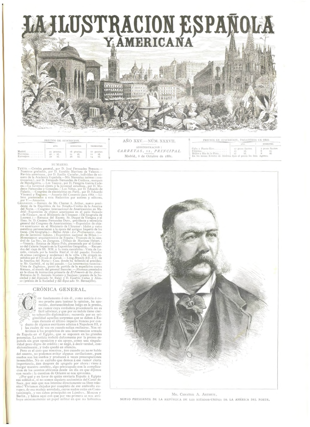 Año XXV. Núm. 37. Madrid, 8 De Octubre De 1881