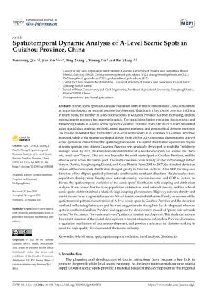 Spatiotemporal Dynamic Analysis of A-Level Scenic Spots in Guizhou Province, China