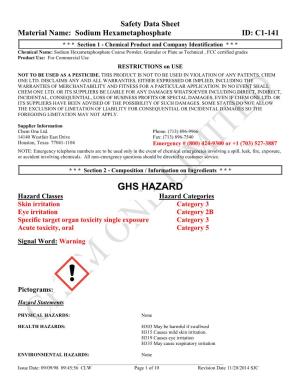 Sodium Hexametaphosphate ID: C1-141