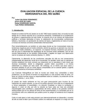 Evaluacion Espacial De La Cuenca Hidrografica Del Río Quíbú