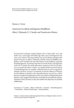 American Occultism and Japanese Buddhism Albert J