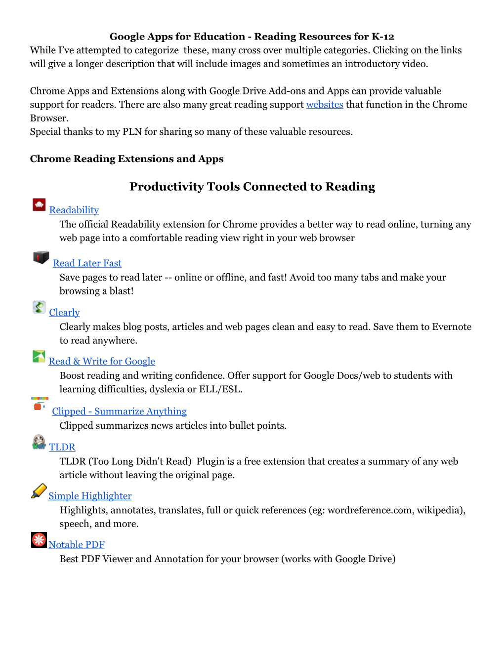 Google Tools for Reading