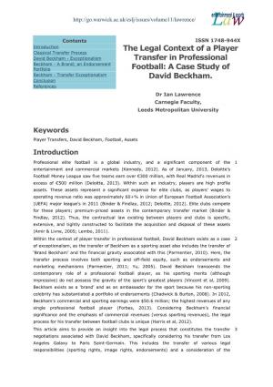 The Legal Context of a Player Transfer in Professional Football: a Case