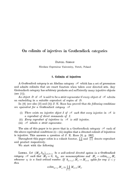 On Colimits of Injectives in Grothendieck Categories