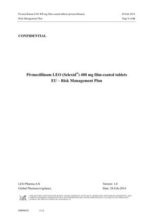 (Selexid ) 400 Mg Film-Coated Tablets EU – Risk Management Plan