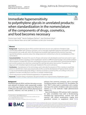 Immediate Hypersensitivity to Polyethylene Glycols in Unrelated