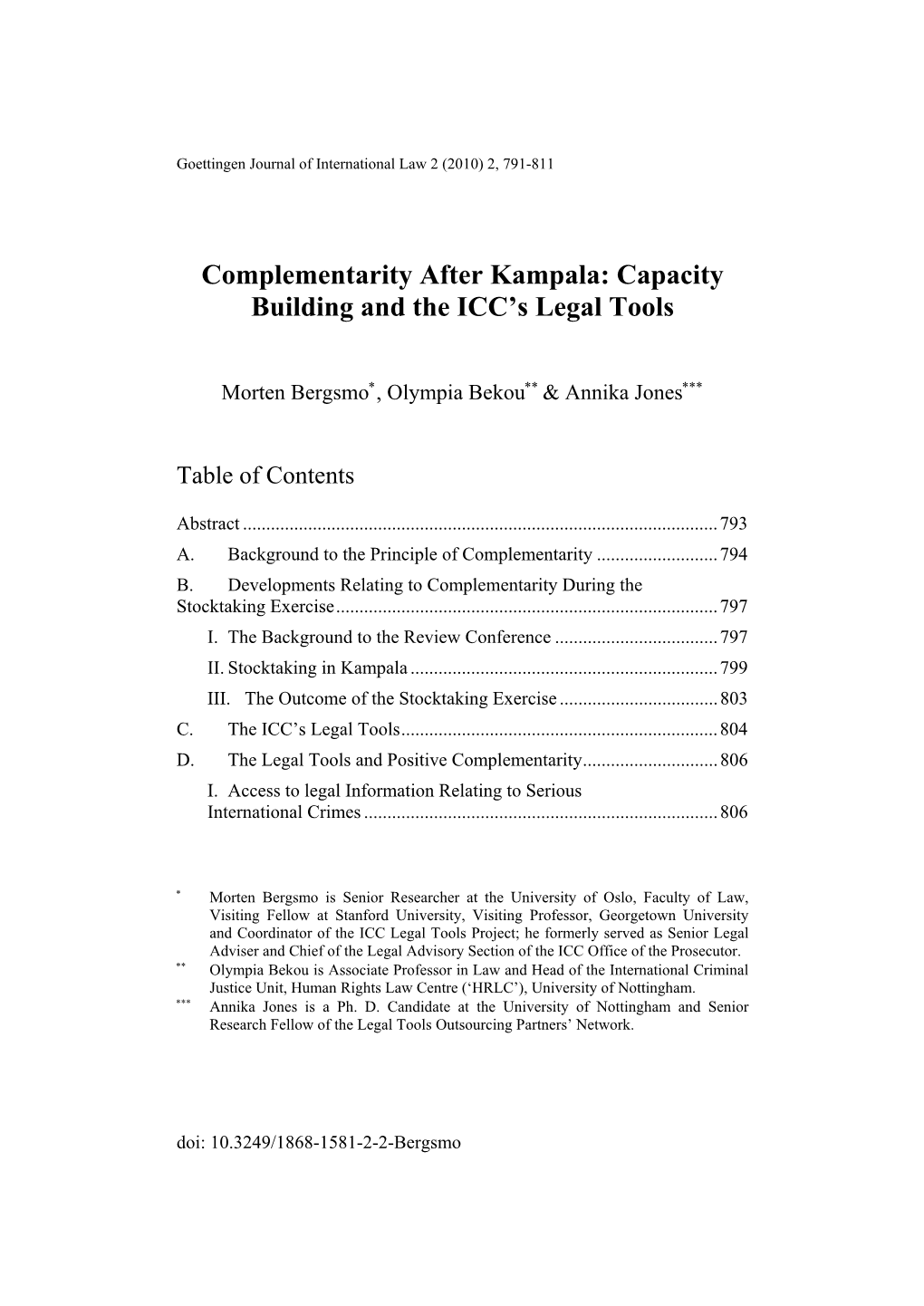 Capacity Building and the ICC Legal Tools