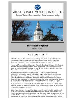 State House Update January 20, 2021