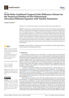 Sixth-Order Combined Compact Finite Difference Scheme for the Numerical Solution of One-Dimensional Advection-Diffusion Equation with Variable Parameters