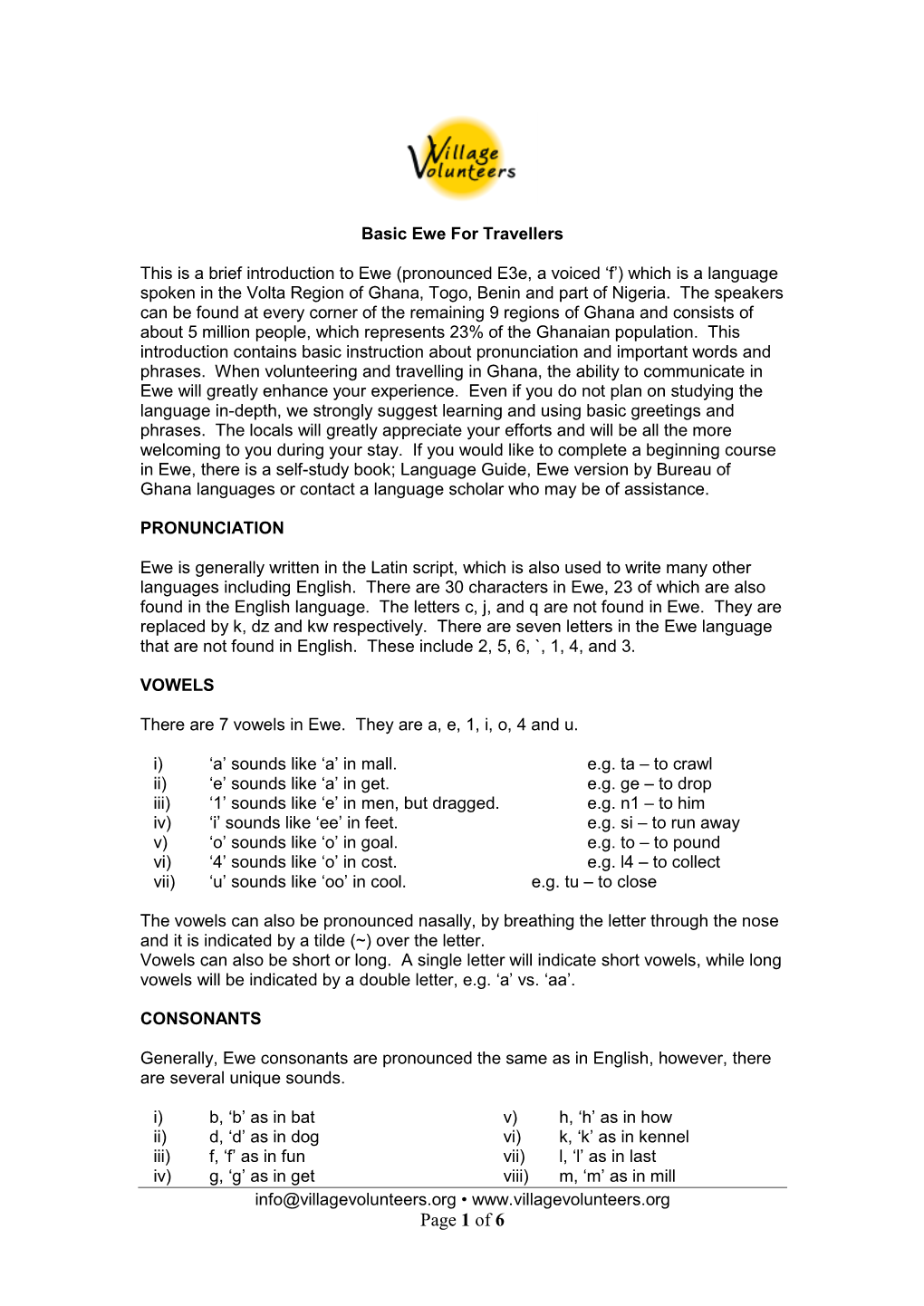 Basic Ewe for Travellers