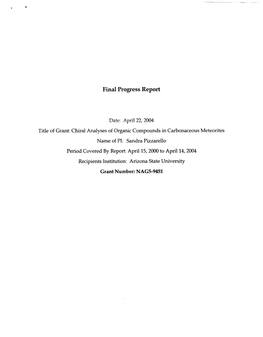 Final Progress Report