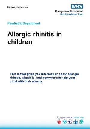 Allergic Rhinitis in Children