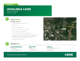 AVAILABLE LAND PAGE ROAD Aurora, Ohio 44202