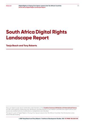 South Africa Digital Rights Landscape Report