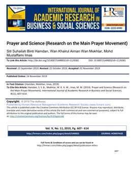 Prayer and Science (Research on the Main Prayer Movement)