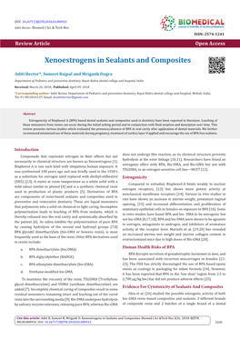 Xenoestrogens in Sealants and Composites