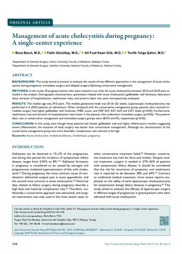 Management of Acute Cholecystitis During Pregnancy: a Single-Center Experience