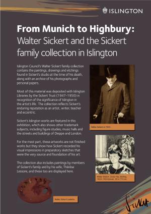 Walter Sickert and the Sickert Family Collection in Islington