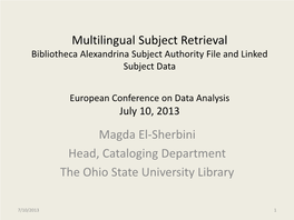 Bibliotheca Alexandrina Subject Authority Control and Linked Data