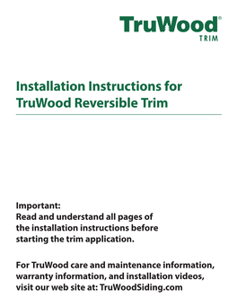 Installation Instructions for Truwood Reversible Trim
