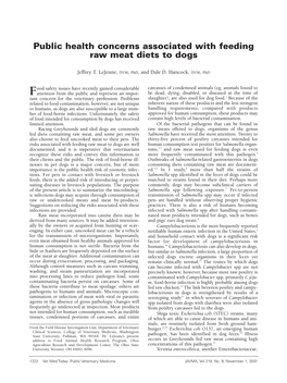 Public Health Concerns Associated with Feeding Raw Meat Diets to Dogs