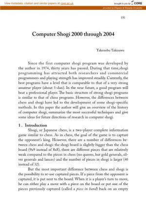 Computer Shogi 2000 Through 2004