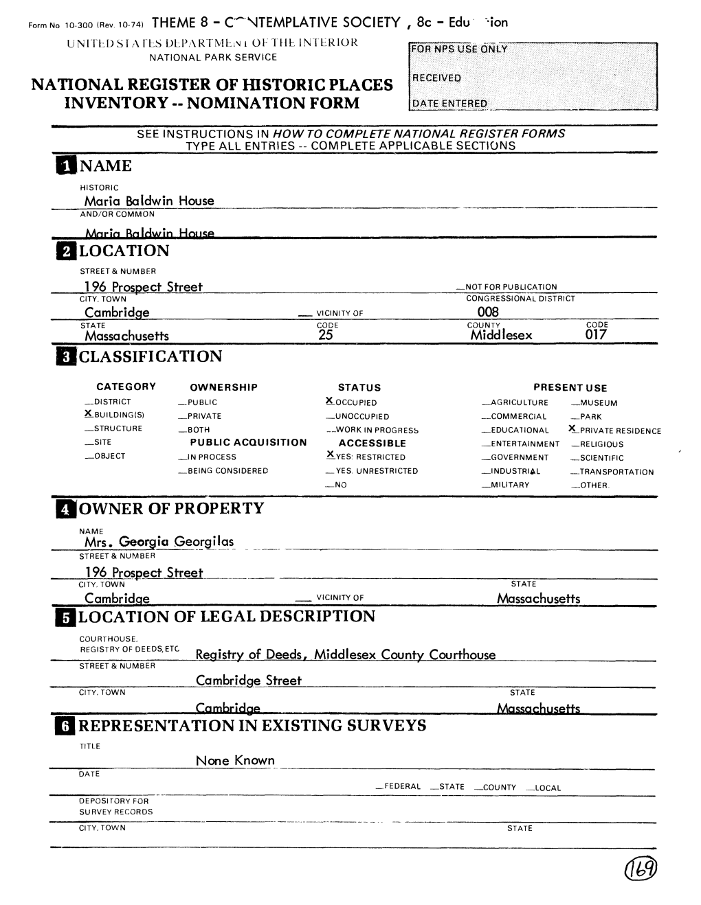 National Register of Historic Places Inventory « Nomination Form