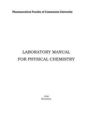 Laboratory Manual for Physical Chemistry, First Edition