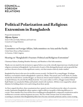 Political Polarization and Religious Extremism in Bangladesh