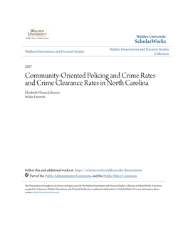 Community-Oriented Policing and Crime Rates and Crime Clearance Rates in North Carolina Elizabeth Wrenn Johnson Walden University