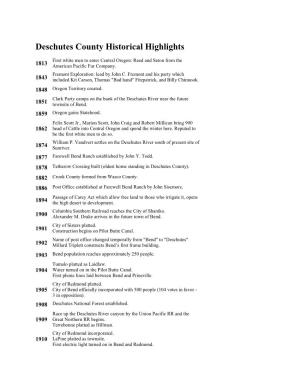 Deschutes County Historical Highlights