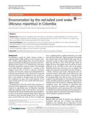 Envenomation by the Red-Tailed Coral Snake (Micrurus Mipartitus) in Colombia Carlos A