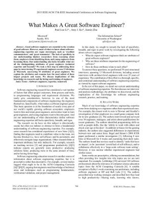 What Makes a Great Software Engineer?