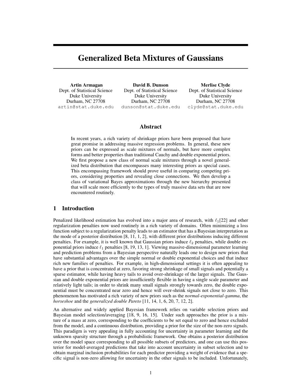 Generalized Beta Mixtures of Gaussians