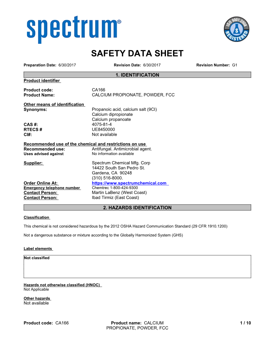 SDS Contains All of the Information Required by the HPR