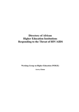 Directory of African Higher Education Institutions Responding to the Threat of HIV/AIDS
