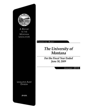 The University of Montana Financial Audit 09-10A