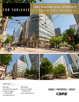 For Sublease 555 Robson Street, Vancouver, Bc