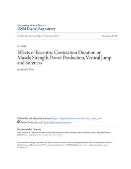 Effects of Eccentric Contraction Duration on Muscle Strength, Power Production, Vertical Jump and Soreness Jonathan N