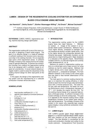 Design of the Regenerative Cooling System for an Expander Bleed Cycle Engine Using Methane