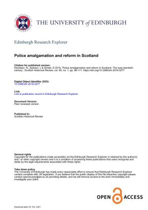 Police Amalgamation and Reform in Scotland