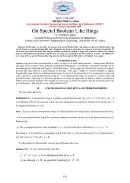 On Special Boolean Like Rings *K
