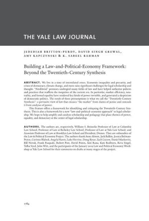 Law-And-Political-Economy Framework: Beyond the Twentieth-Century Synthesis Abstract