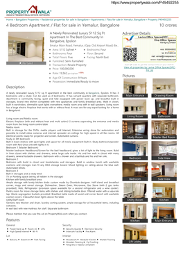 4 Bedroom Apartment / Flat for Sale in Yemalur, Bangalore (P49492255
