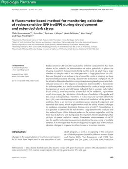 Based Method for Monitoring Oxidation of Redox?Sensitive GFP (Rogfp)